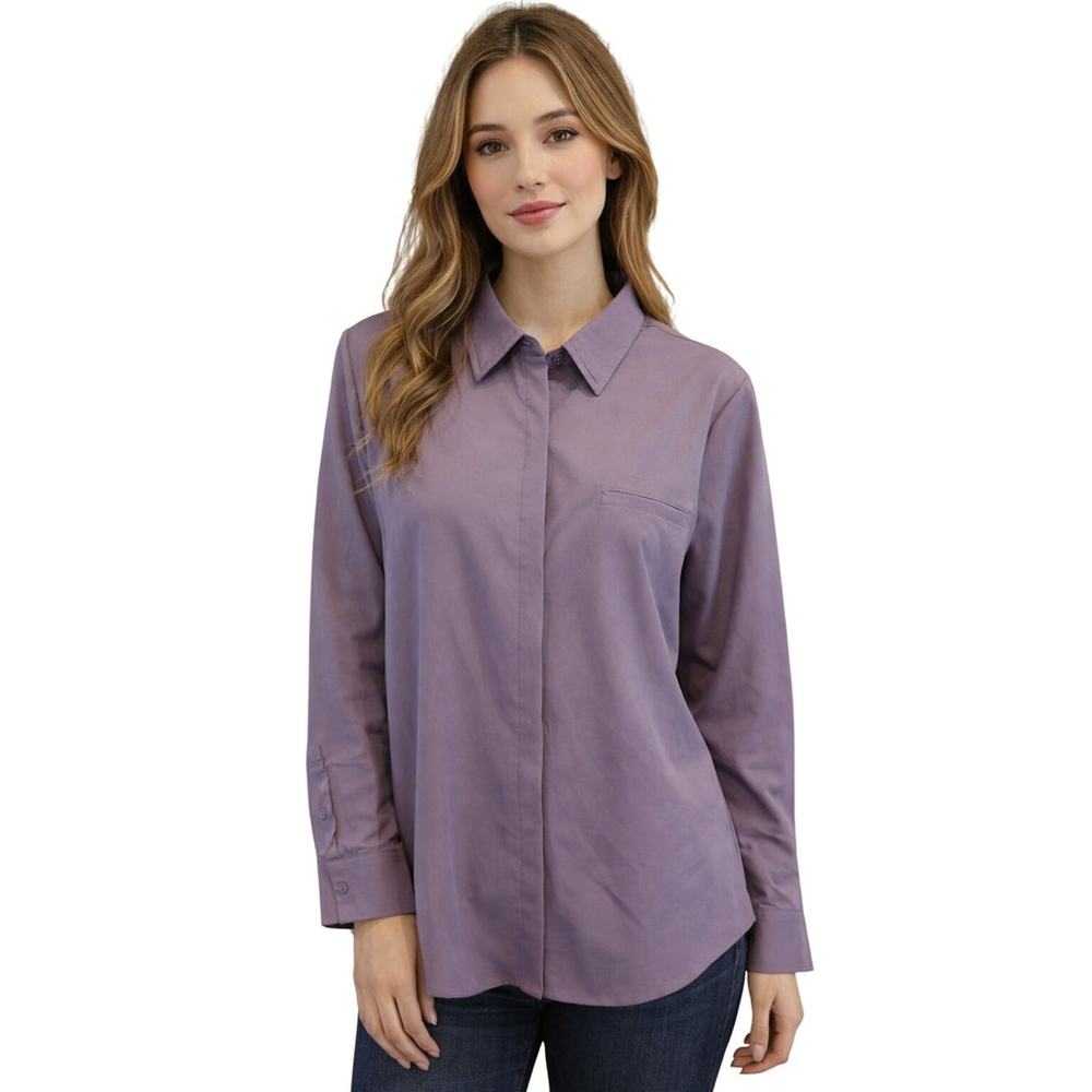 Modern Ambition Technical Travel Button Up Purple S